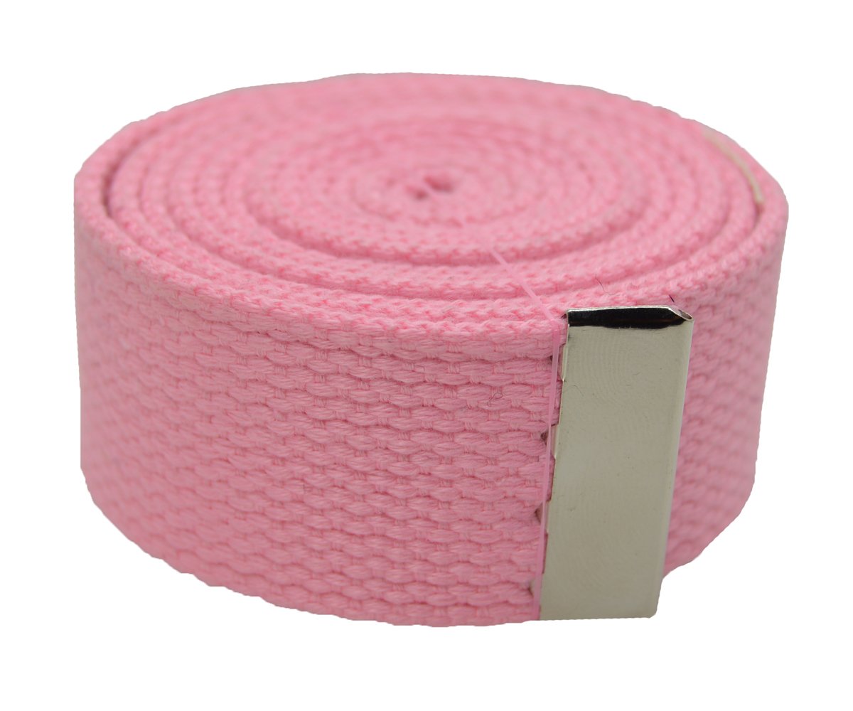 Plain Canvas Military Web Belt & Black Flip Buckle (light pink, 54 inches)