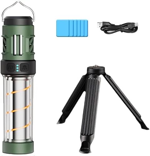 Linterna y linterna de campamento repelente 3 en 1 con calefacción de doble zona, 6 almohadillas de repuesto de 48 horas, base magnética, carga