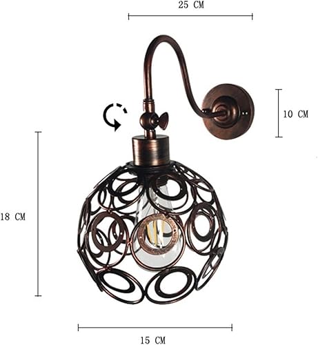 Miniatura 7 de Wall Lamp American Country Industrial Wind Wrought Iron Retro Small Iron Cage Cyber Bar Bedside Aisle Lamps,Modern Decor
