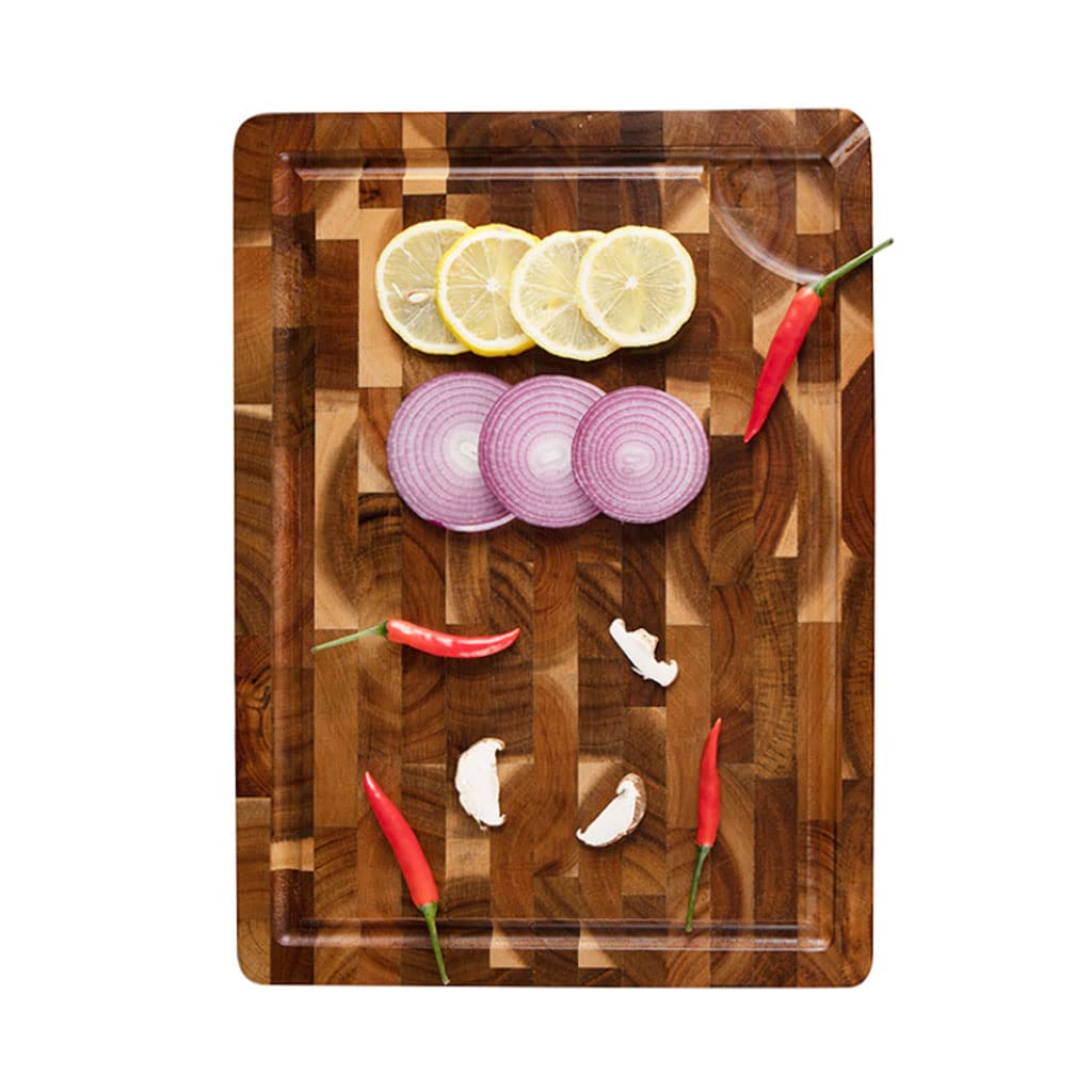 Tabla de Cortar Cocina,Tabla de cortar de madera de grano final grande con ranura de jugo para queso de fruta de verduras de carne 14.9x11