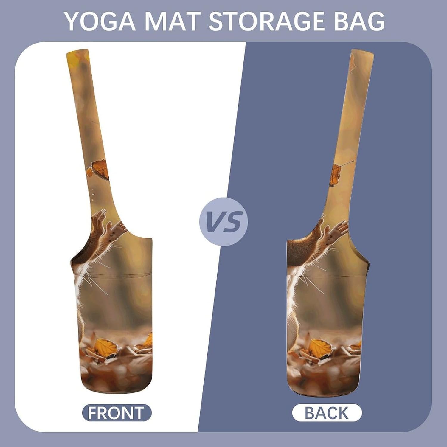Yoga Mat Bag Large Opening Long Portable Yoga Mat Multifunctional Squirrel And Leaves Printed Storage Bag Suitable for Fitness Pilates