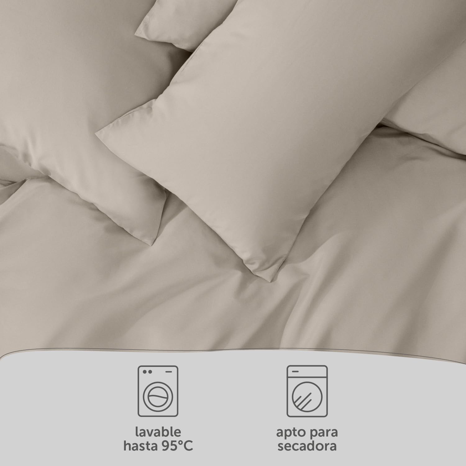 Blumtal Juego de Funda Nordica Cama de 180 - Microfibra Juego de Funda Edredon 240x260 y 2 Fundas de Almohada 70x40, Certificado Oeko-Tex, Muy Suave y Transpirable - Taupe