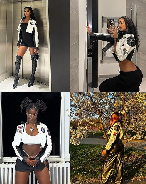 Aelfric Eden Cropped Leather Jacket Women PU Crop Moto Biker Racing Trendy Fashion Casual Coats - Image 2