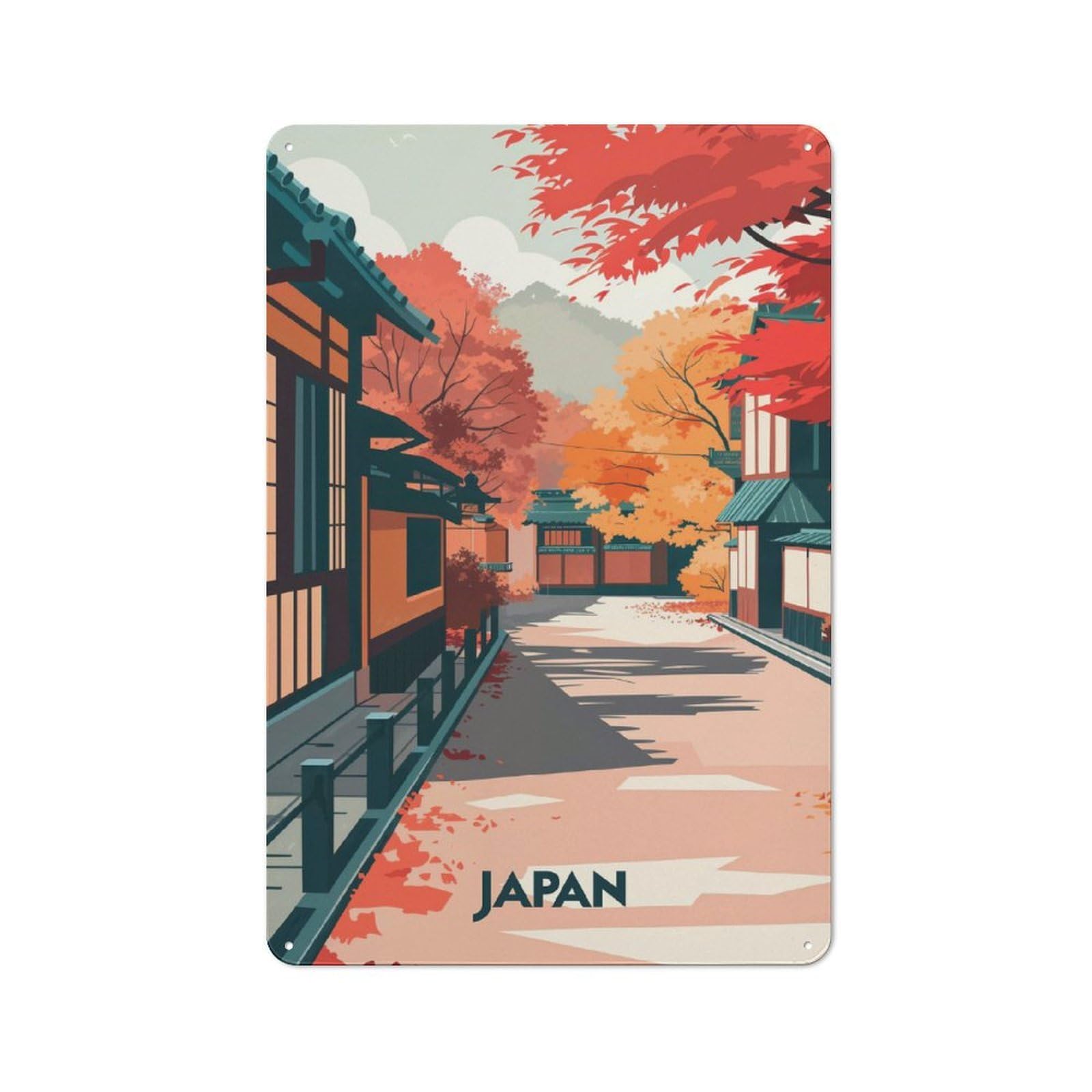 Junmoney Autumn In Japan Understated Office Metal Sign 30X20cm Featuring Study Room Decor For Home Office, Reading Corner Or Bedroom