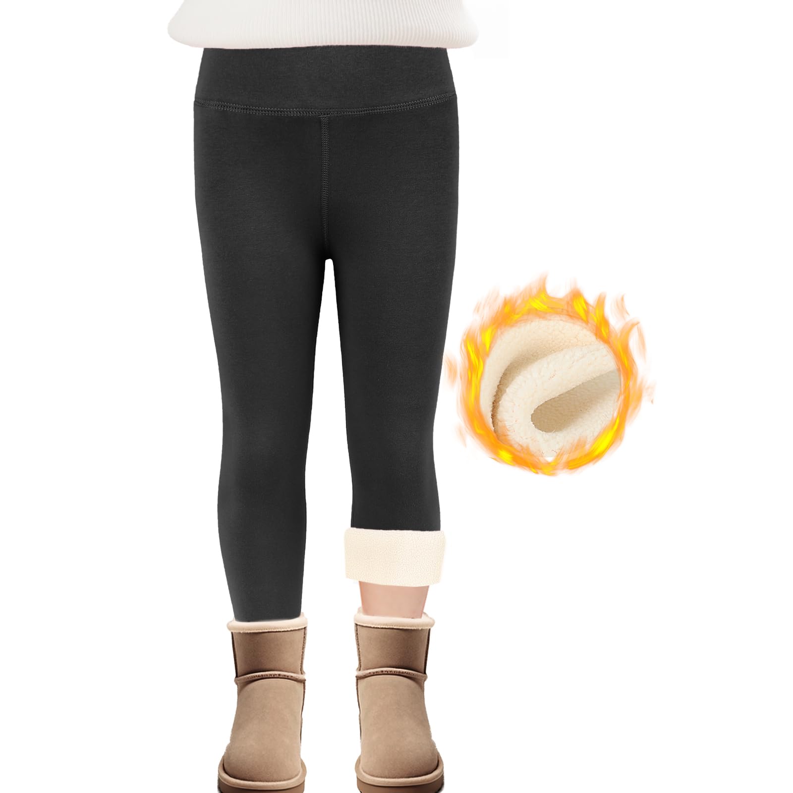 SPFASZEIV Thermo Leggings Mädchen Gefütterte Hose Kinder Dicke Winter Warme Lange Baumwolle Leggings mit Fleece 5–11 Jahren