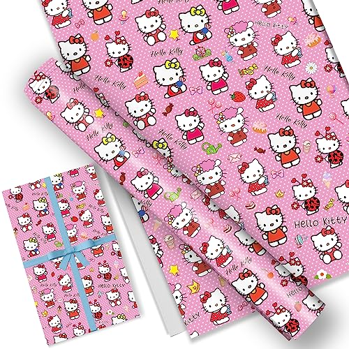 EYQQM Pack of 5 Gift Wrapping Paper 20 x 30 Kraft Paper Wrapping Paper Sheets Pack for Kids Birthday Party Storage Festive Decoration (Pink Dots)