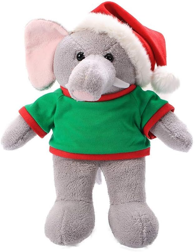 Plushland Soft Plush Animal 12 Inch, Stuffed Animal Holiday Toys Gift with Hat and Matching Red Shirt - Great Present for Christmas (Monkey)