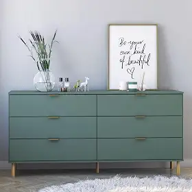 Cômoda Ditália 6 Gavetas Dm-243 Verde Oliva