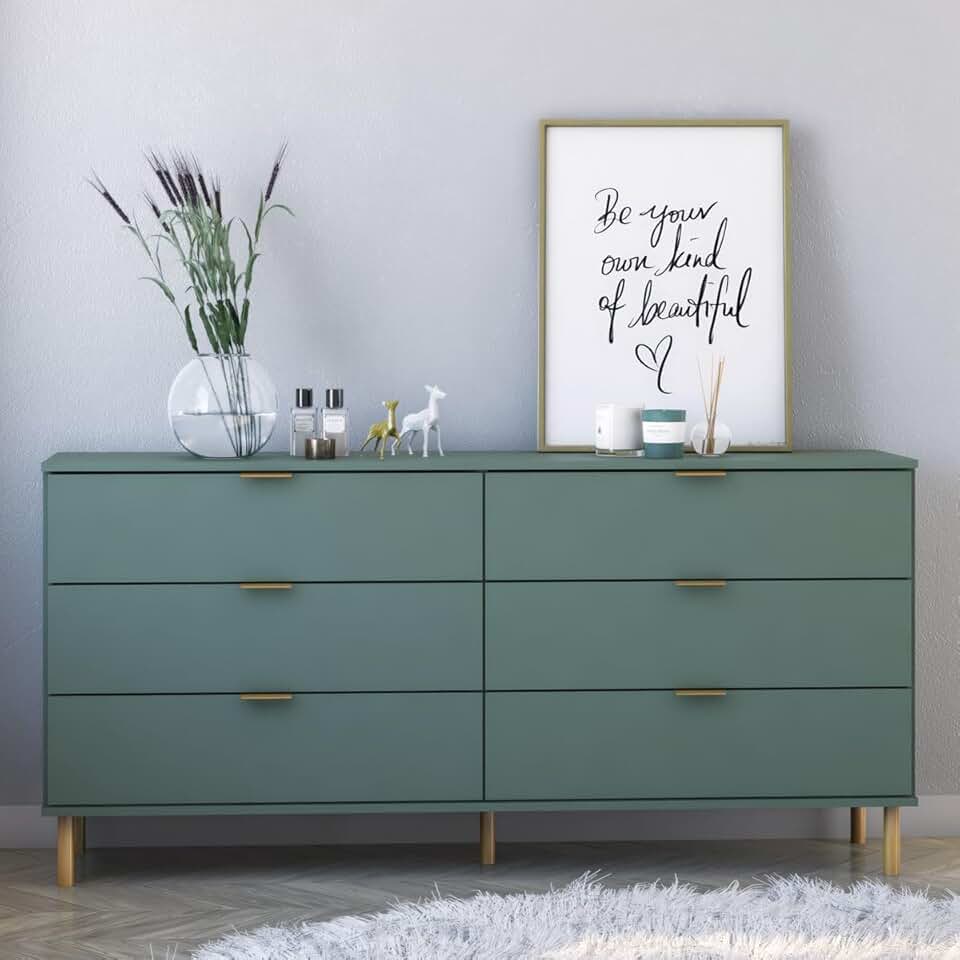 Cômoda Ditália 6 Gavetas Dm-243 Verde Oliva