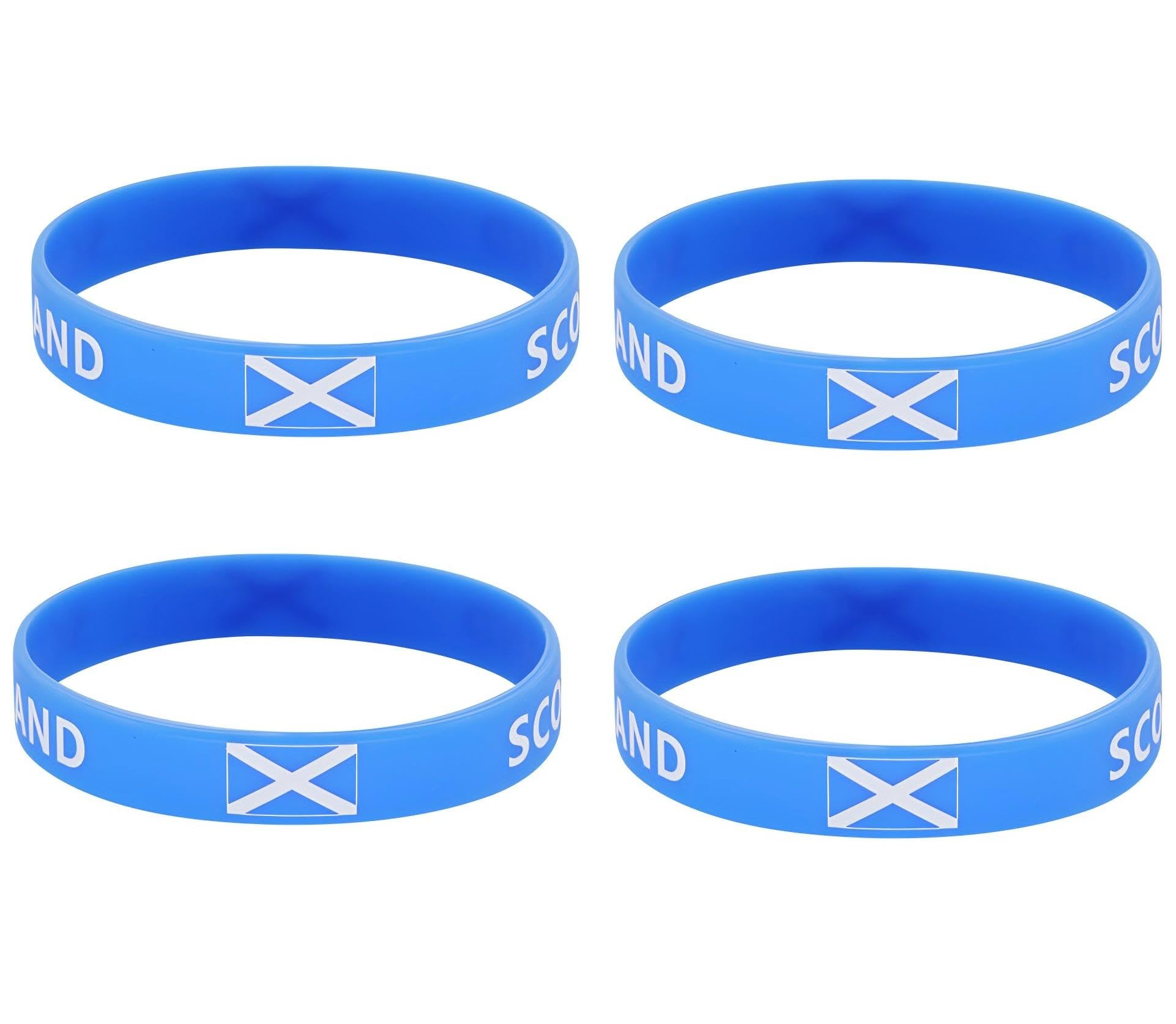 4 Scotland Flag Silicone Bracelets, Outdoor Sports Wristbands, Fan Cheer Wristbands, Athletes Sports Fan Casual Accessories