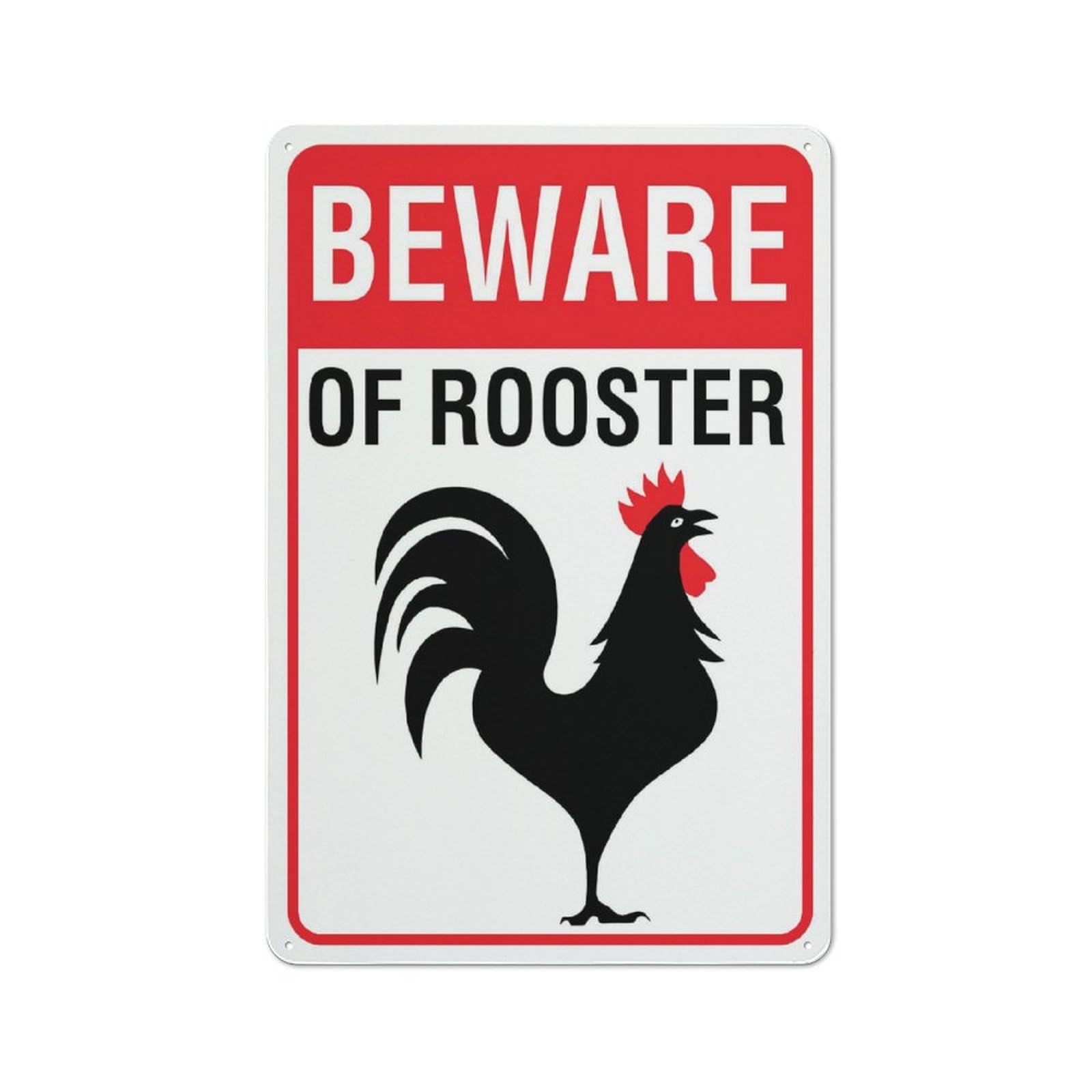 Beware Of Rooster Sign Outdoor Metal Sign - 12 X 8 Metal Signs For Business, Workplace, Office, Home, Delivery Signs, Road Signs, Garden Signs