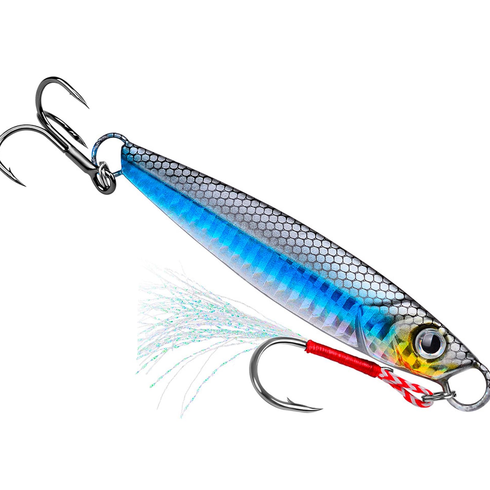 XuQiZZpp Treble Hook Fast Sinking Jigging Baits Jigs Lure 60g Hard Metal Jigging Spoon Lures Saltwater Fishing Lure