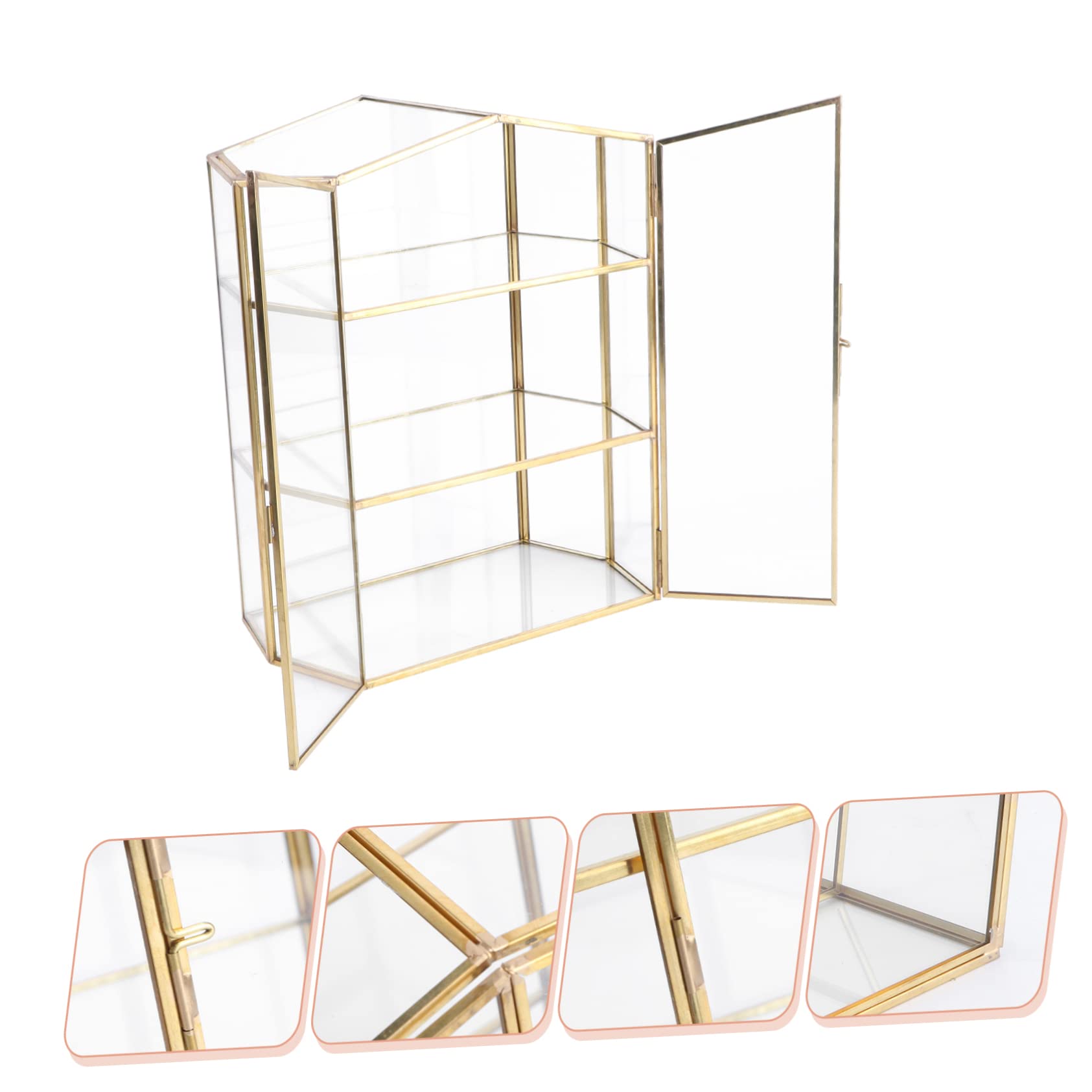 IMIKEYA Caja Organizadora de Maquillaje y Joyas de Escritorio de Vidrio Caja Multi Capa para Almacenamiento de Cosméticos y Accesorios