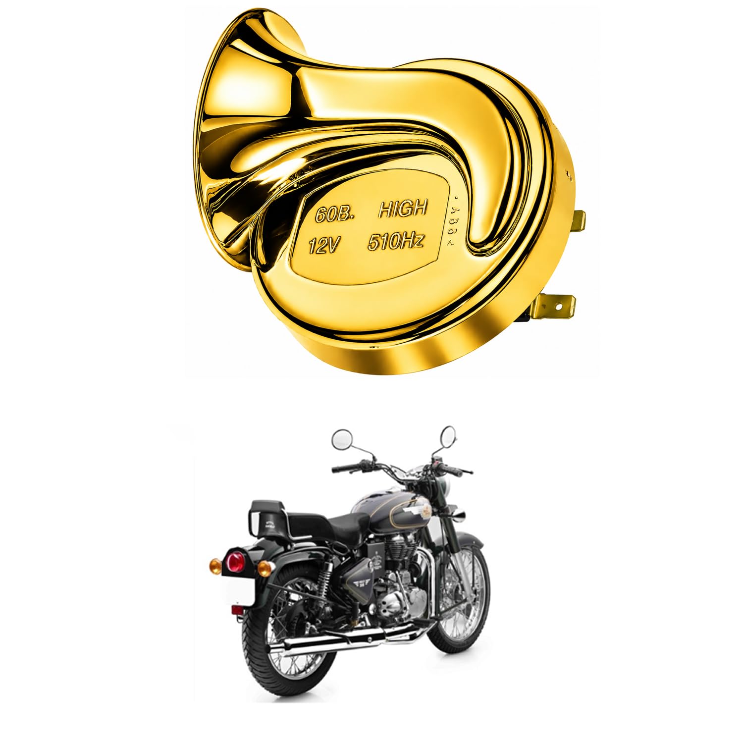 Universal 12V Snail Tweeter Horn 300dB Super Loud Waterproof Electric Horn, Premium Chrome Finish, Heavy Duty Brass Terminals for Car, Bike, Truck, SUV Comfortable With Bu-ll-et 500-image-32