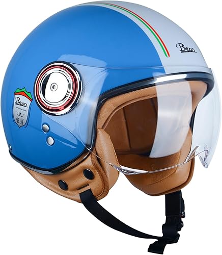 Open Face Motorcycle Helmet for Adults,DOT Approved - Moped Half Vespa Retro Helmet with Anti-Scratch Visor for Men and Women
