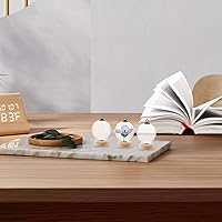 Vista 2 de HOMSFOU Retro Decor 3 piezas de cristal Cloche Bell Jar Display Dome con base de madera, mini botellas de vidrio, cúpula de vidrio transparente