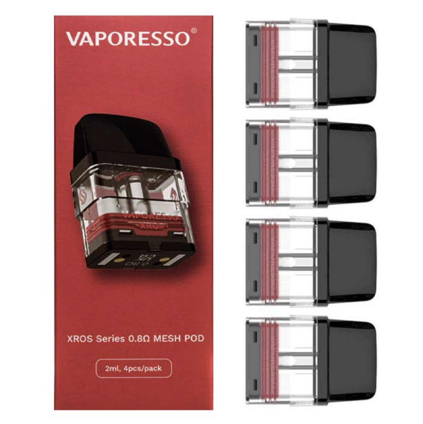 Vaporesso XROS Pods - 4 Pack - for XROS Nano Vape Kit/XROS 2 Kit/XROS Mini Kit/XROS Pod Kit XROS 3 Kit - TPD Compliant Ecig, 2ml Nicotine Free (0.8 ohm)