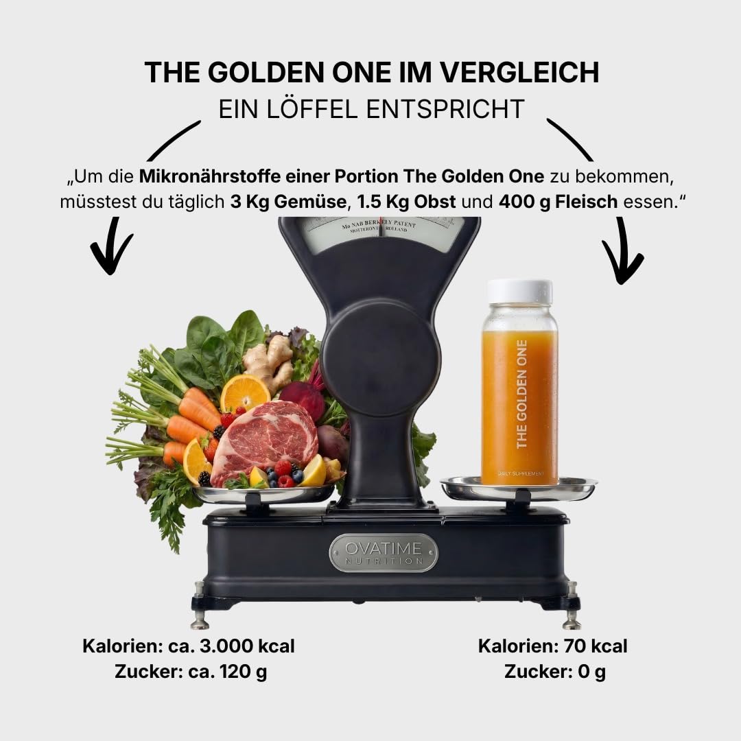 OVATIME NUTRITION The Golden One – Mikronährstoff Komplex – 55+ hochdosierte Inhaltsstoffe mit nur einem Löffel – für Energie, Konzentration & Immunsystem