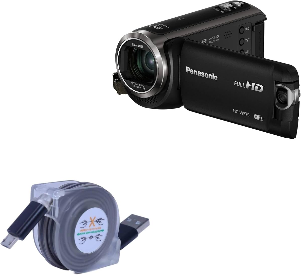 BoxWave Cable Compatible with Panasonic HC-W570 - miniSync, Retractable, Portable Sync Cable