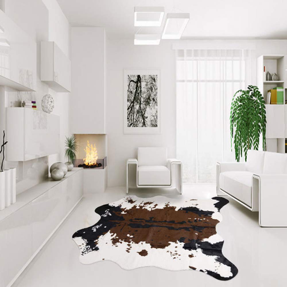 Morbido tappeto in finta pelliccia di pecora, per camera da letto, divano e pavimento, ideale anche come coprisedia, Pelliccia ecologica, Cow-brown, 140x160cm