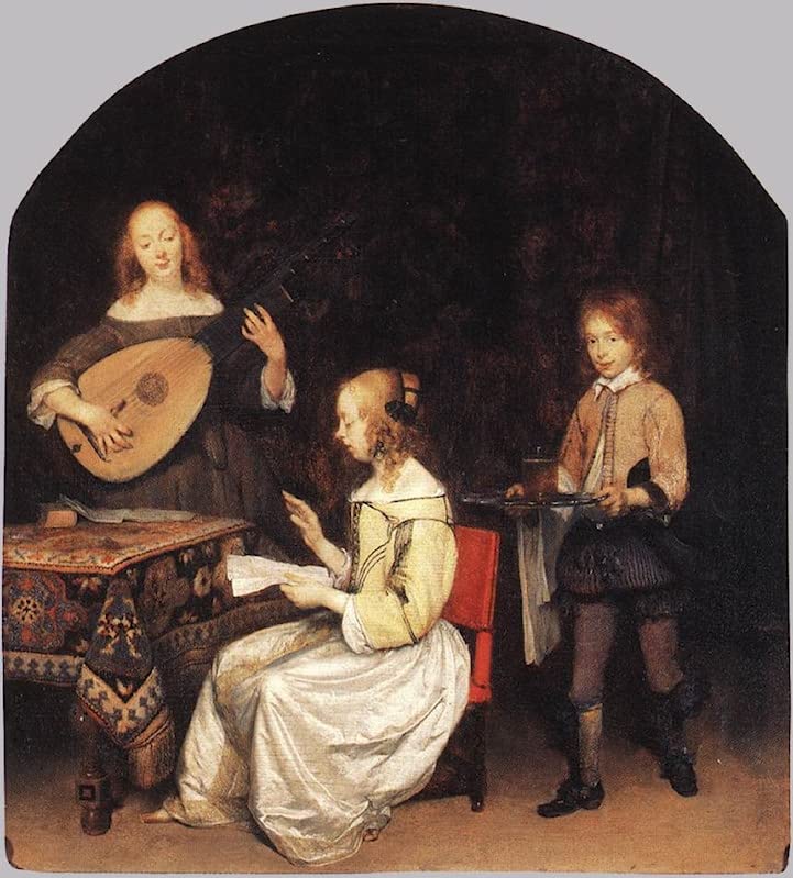 Affiche toile le Concert Gérard Ter Borch art portrait impression déco murale 60x90cm