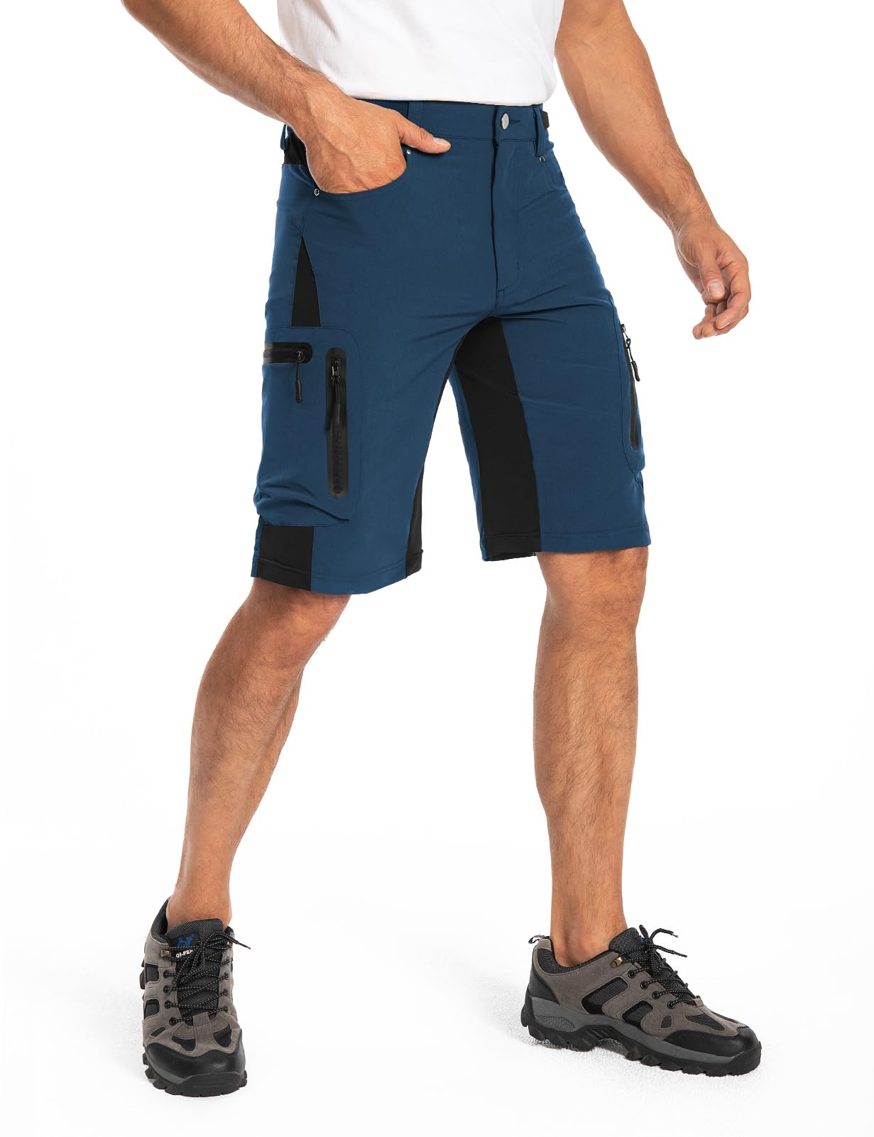 Hiauspor Pantaloni Corti da Mountain Bike da Uomo Pantaloni da Ciclismo MTB Pantaloni da Ciclismo Leggeri ad Asciugatura Rapida con Tasche con Cerniera Escursionismo all'aperto