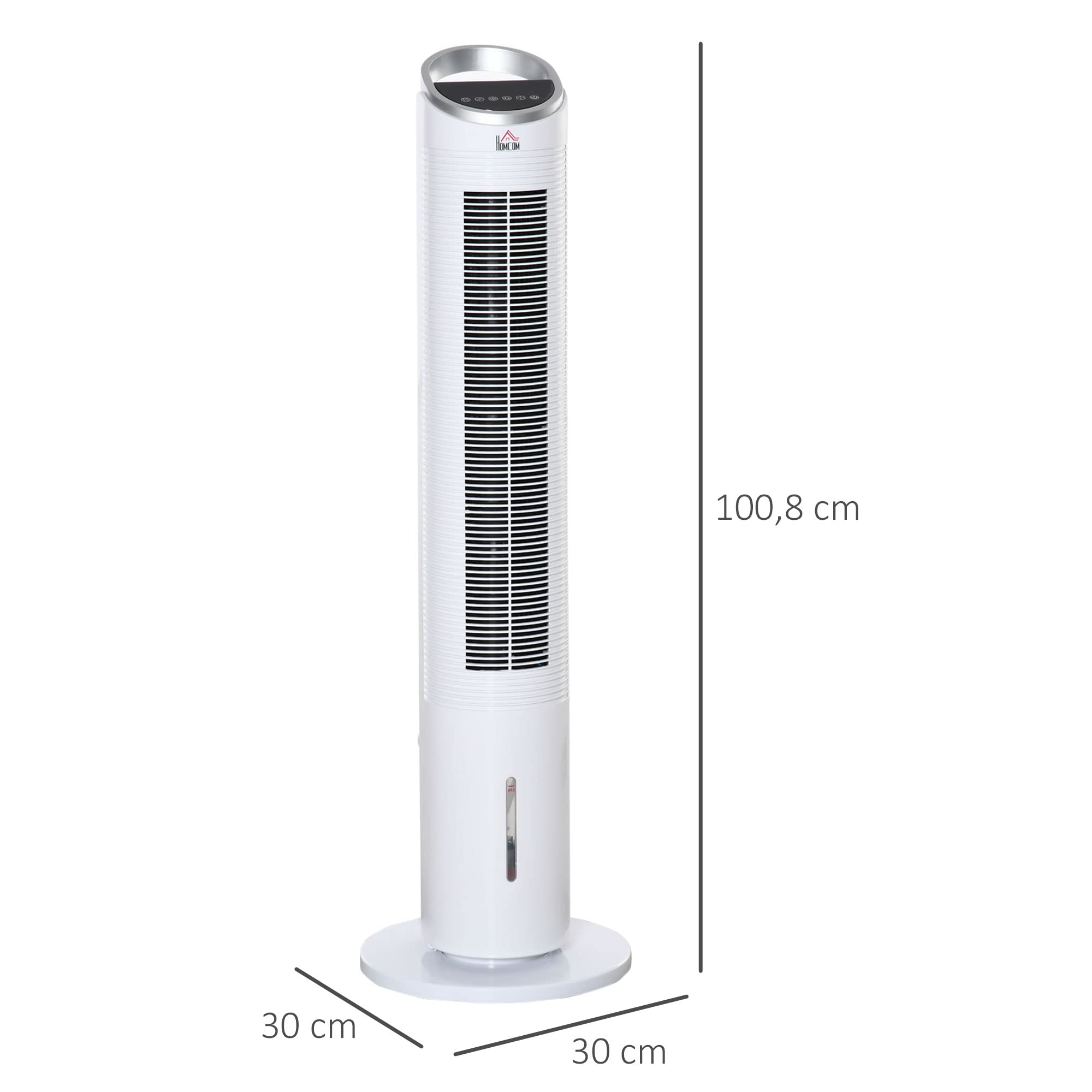 HOMCOM Rafraîchisseur d'air/ventilateur colonne/humidificateur/purificateur 4 en 1-oscillant-timer, 3 modes, 3 vitesses - télécommande réservoir 2L avec 2 blocs réfrigérants