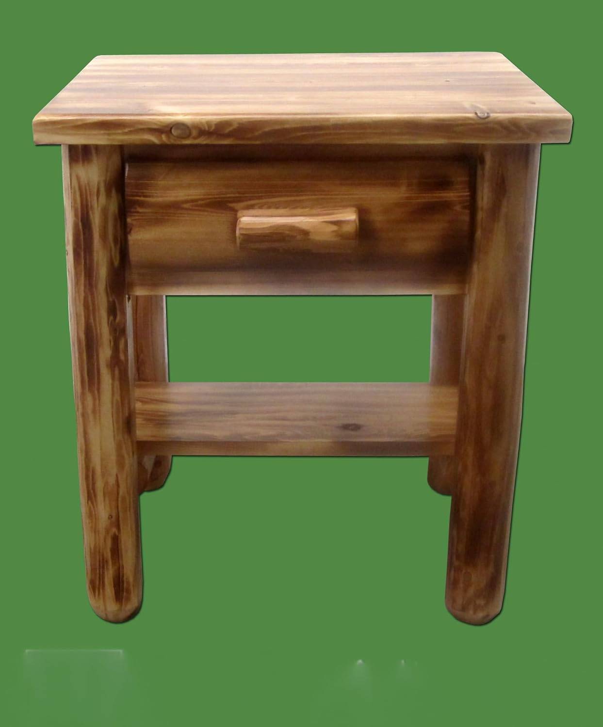 Log Bedroom Set - 5pc Torched Cedar/Amish Handcrafted / 100% Solid Wood/Dovetail/Double Log Side Rail Bed/Queen Size