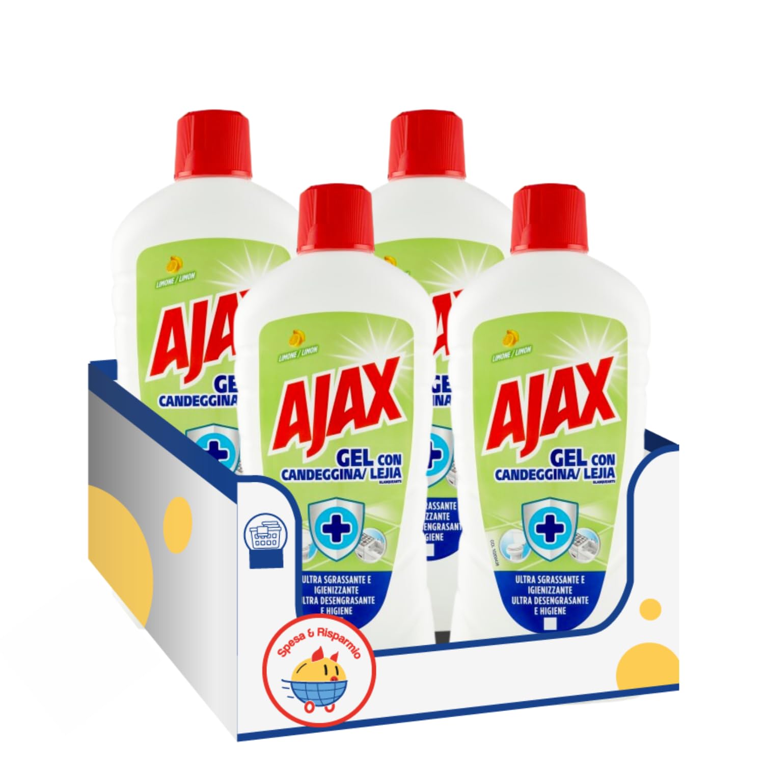 Detergente Pavimenti con Candeggina al Limone – 1L – Variazioni 4/8/12 Pezzi (12)