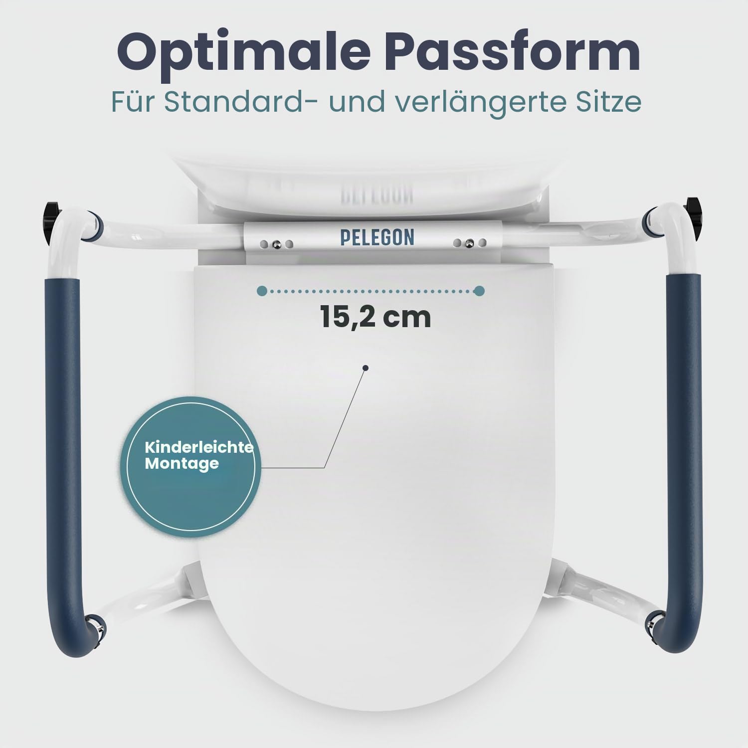 PELEGON WC-Sicherheitsschienen (113,4 kg) – Verstellbare Sicherheitsschienen, Toilettenstange für Senioren, WC-Sitz mit Griffen