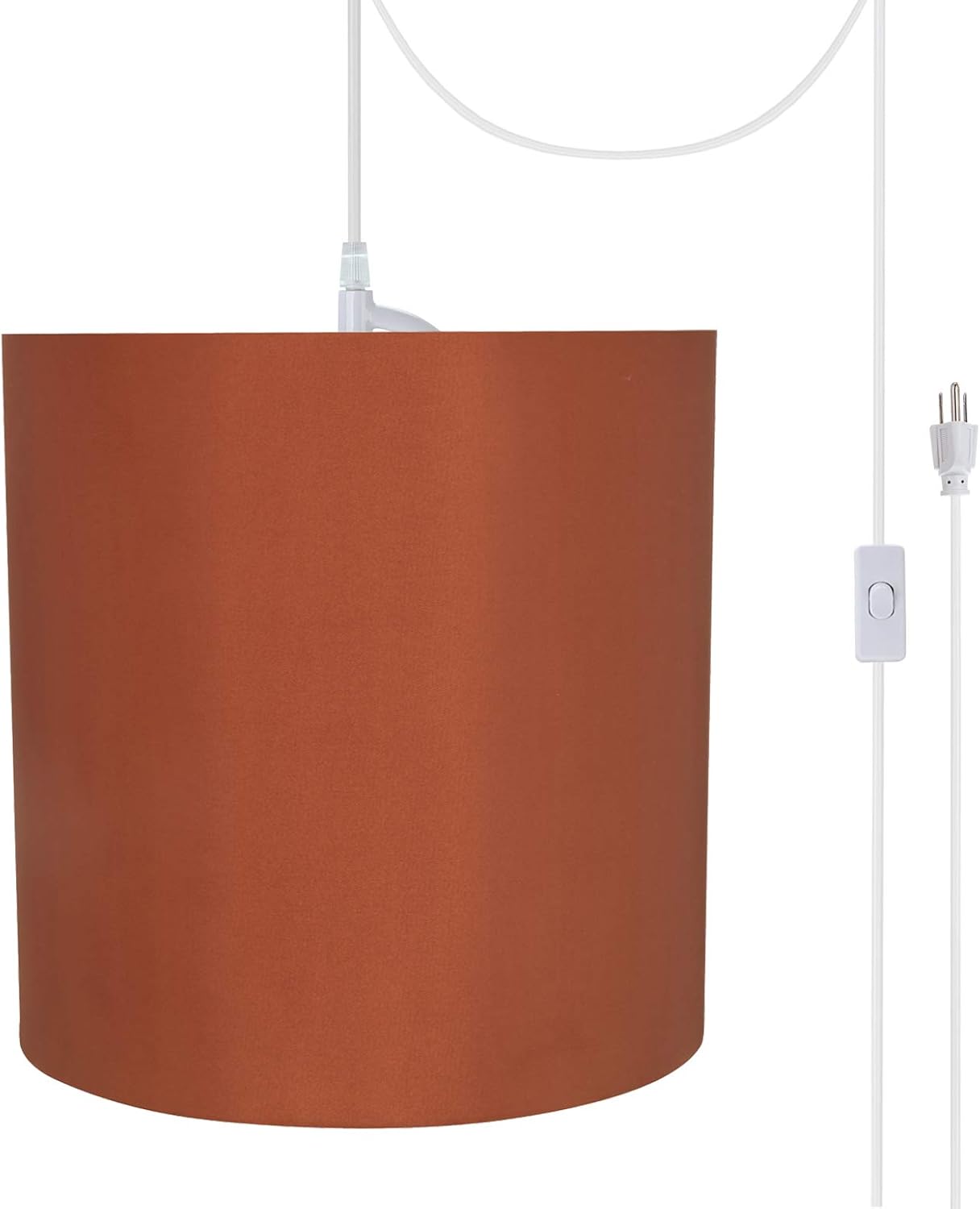 Aspen Creative 71063-11 One-Light Hanging Pendant Ceiling Light with Transitional Drum Fabric Lamp Shade, Redwood, 8" Width
