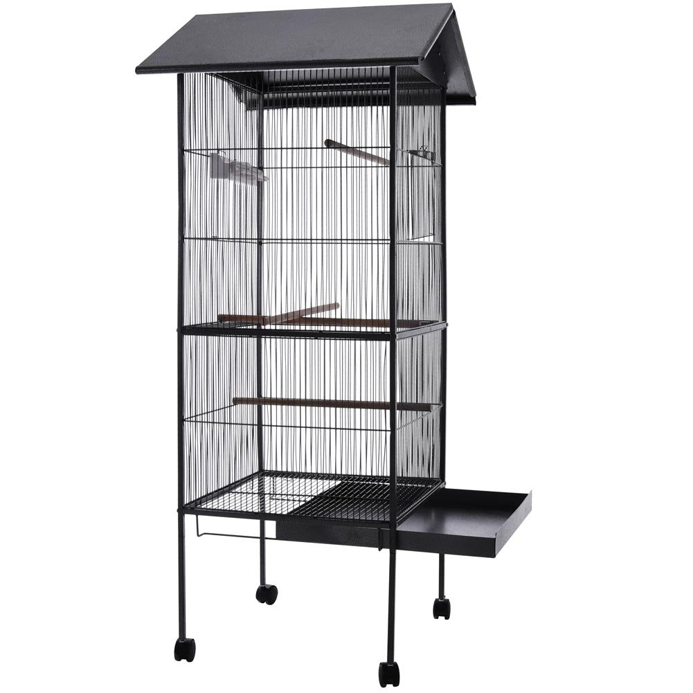BAKAJI Voliera XXL per Uccelli Pappagalli Canarini Parrocchetti Altezza 160 cm Gabbia Grande in Metallo Bird House con Cassetto Estraibile per la Sabbia, Adatta per Interno ed Esterno