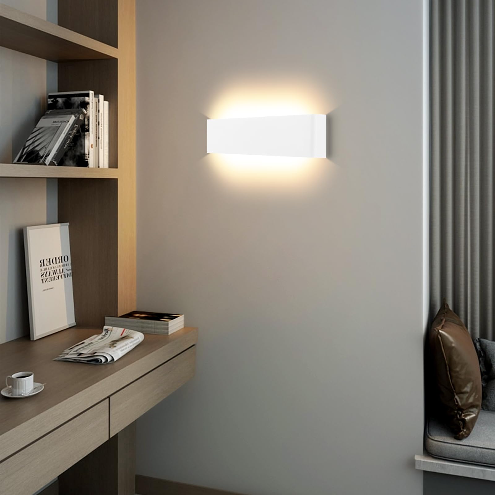 ENCOFT 28W Applique da Parete Interno Esterno Dimmerabile 40cm | Lampada da Parete con Telecomando, luci da esterno in Alluminio, Rettangolare Up Down Spot 2700K-6000K, Bianco