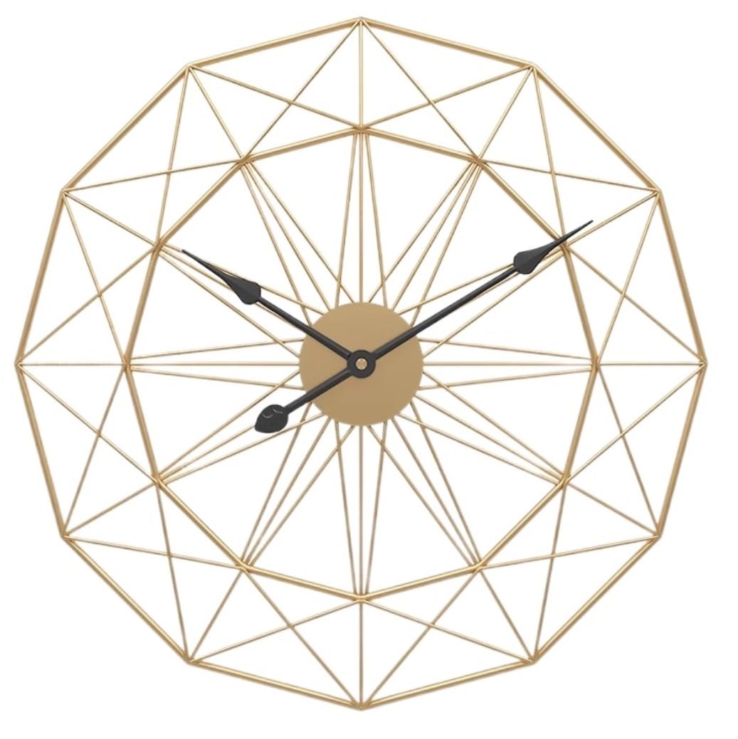 MYUYEE Farmhouse Vintage Clock Round Geometry Wall Clock, Waterproof Silent Art Wall for Home Living Room Bedroom Study Office ation for Bedroom Office,Black-60 * 60cm (Gold-60 * 60cm)