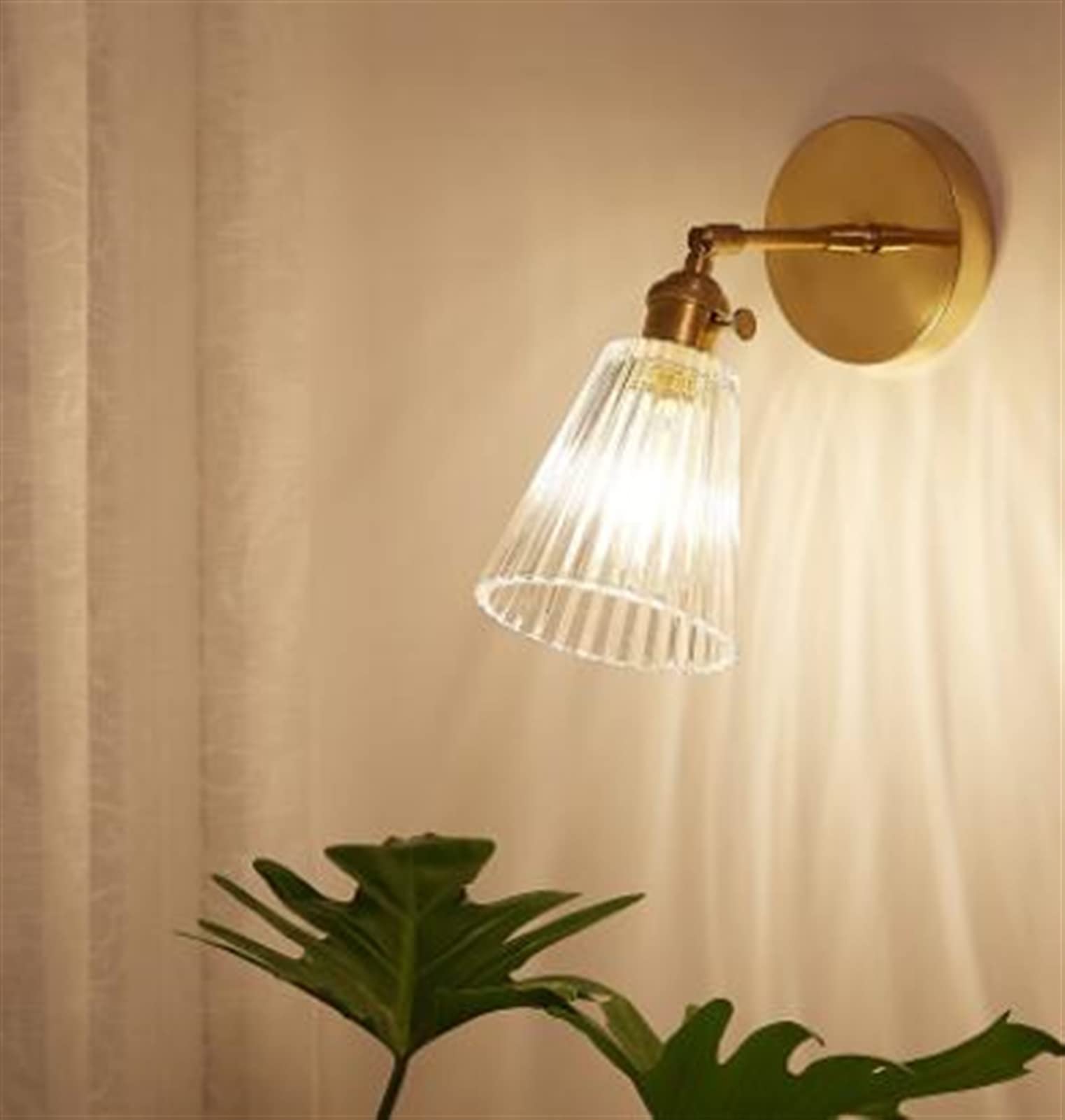ASerZenith Glass Wall Lamp Modern Transparent Wall Sconce Lighting - Wall Lamp Copper Wall Light Clear Lampshade,Chandelier Lighting,A