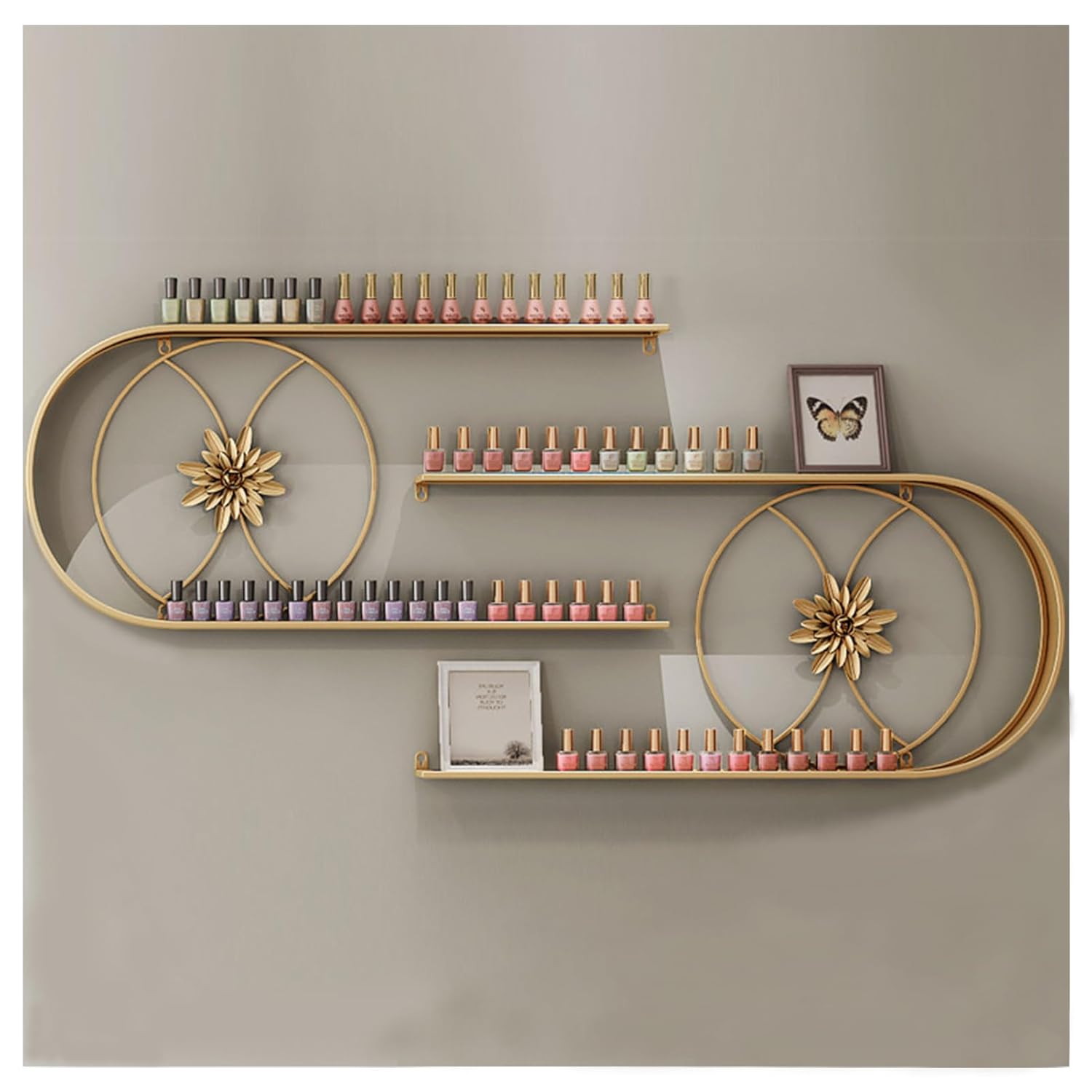 ZBJDX U-Shape Nail Polish Display Rack Metal Wall Mounted Rack Cosmetic Organiser for Beauty Shop Salon and Living