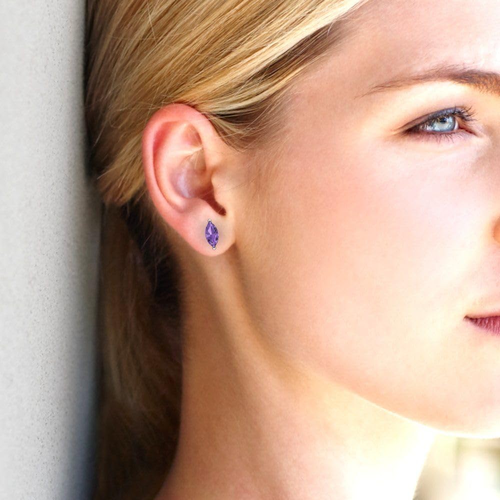 1 cttw Alexandrite Stud Earring Set for Women - Marquise Cut Solid Gold Screw-Back - Image 5
