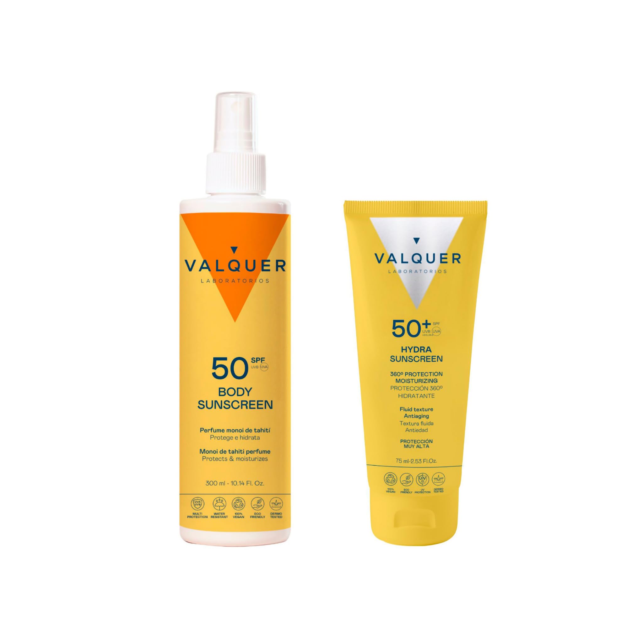 Valquer Pack Protection Solaire Complet: Crème Solaire Visage SPF 50 + Crème Solaire Corps SPF 50. Haute Protection - 300 ml * 2 unités