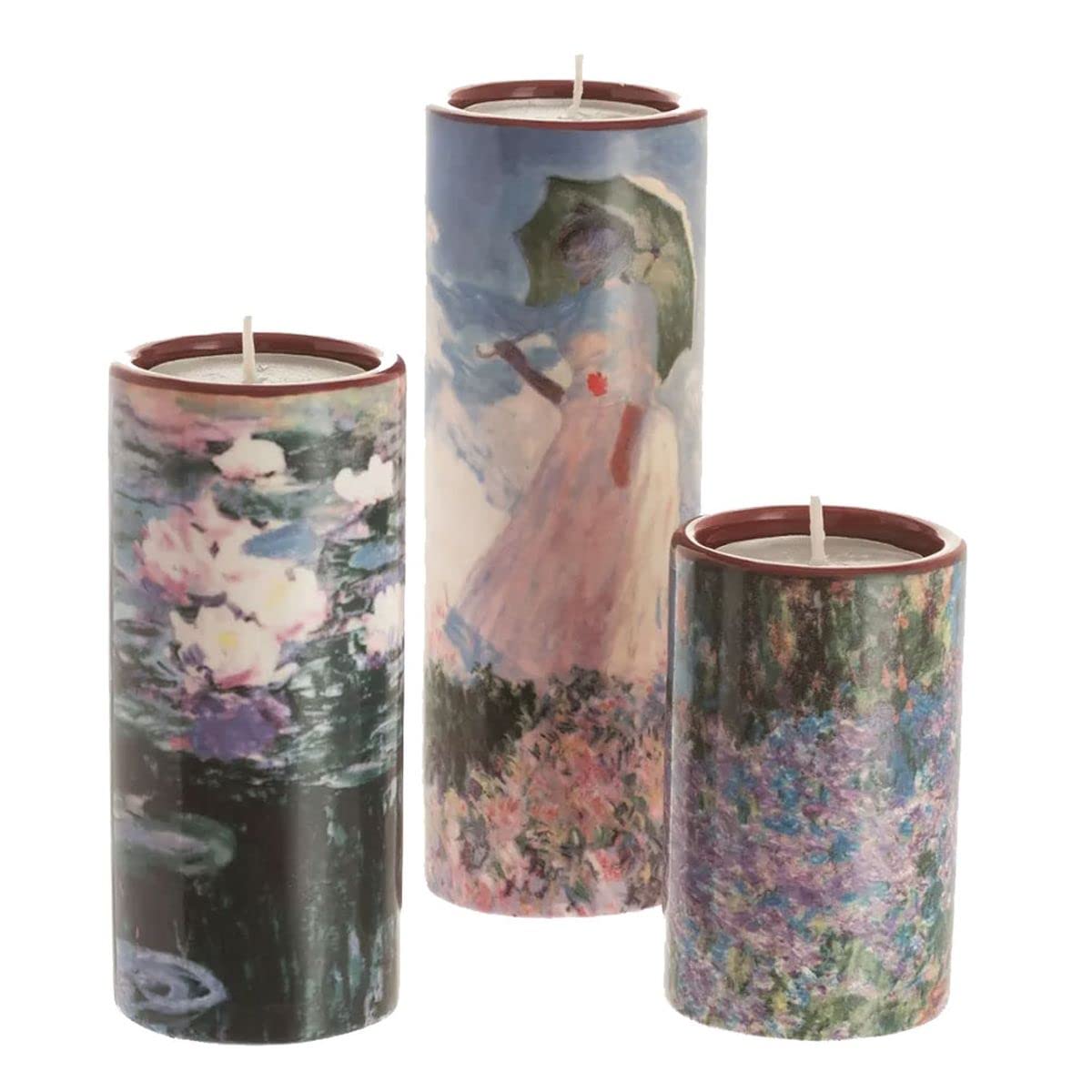 John Beswick Multicolor Beswick Set Of 3 Ceramic Tealight Holders Monet Artist Designs Lady Lilies Garden Ts07mon