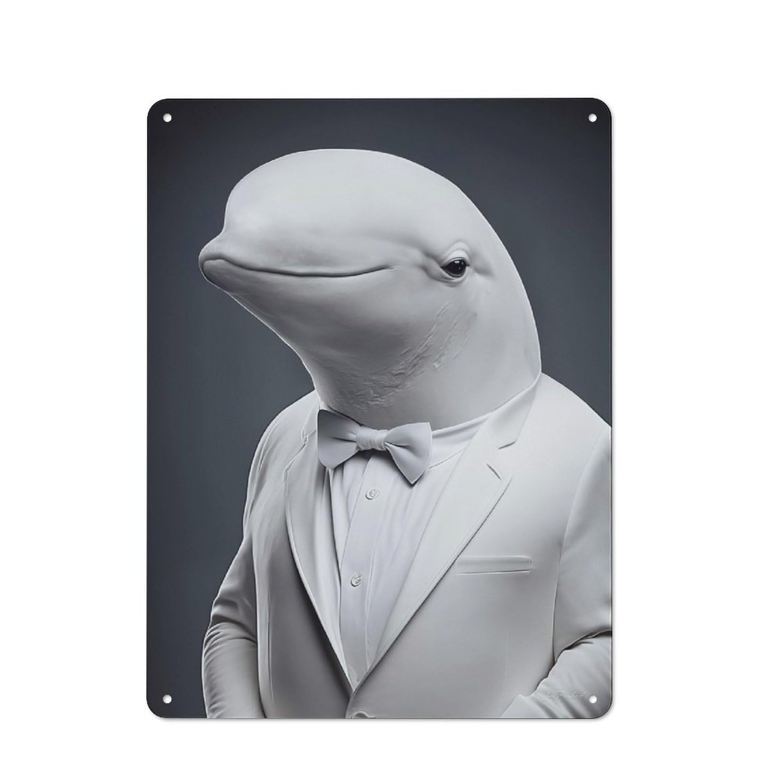 Junmoney Beluga Portrait Metal Wall Sign 40X30cm, Retro Decor For Home Bar Wall, For Metal Sign Collectors, For Garage And Workshop Walls