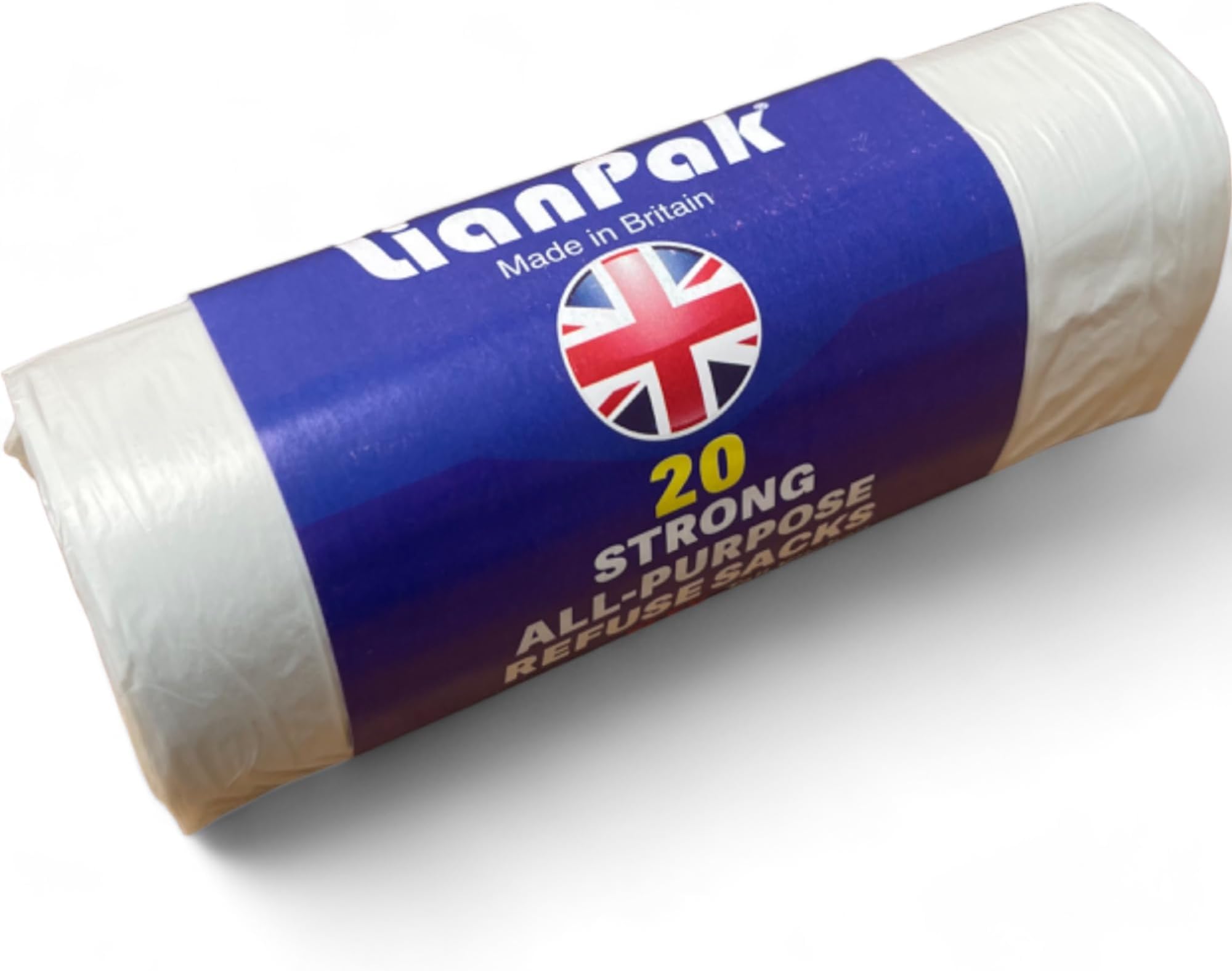 White 35L, Strong, Secure, Tie Top, Pedal Bin Liners, Bin Bags, Refuse Sacks, Recycled, Tear Resistant, Perfect for Everyday, Household, Office, Kitchen, Caterers, 20 Bags/Roll (Pack of 200)