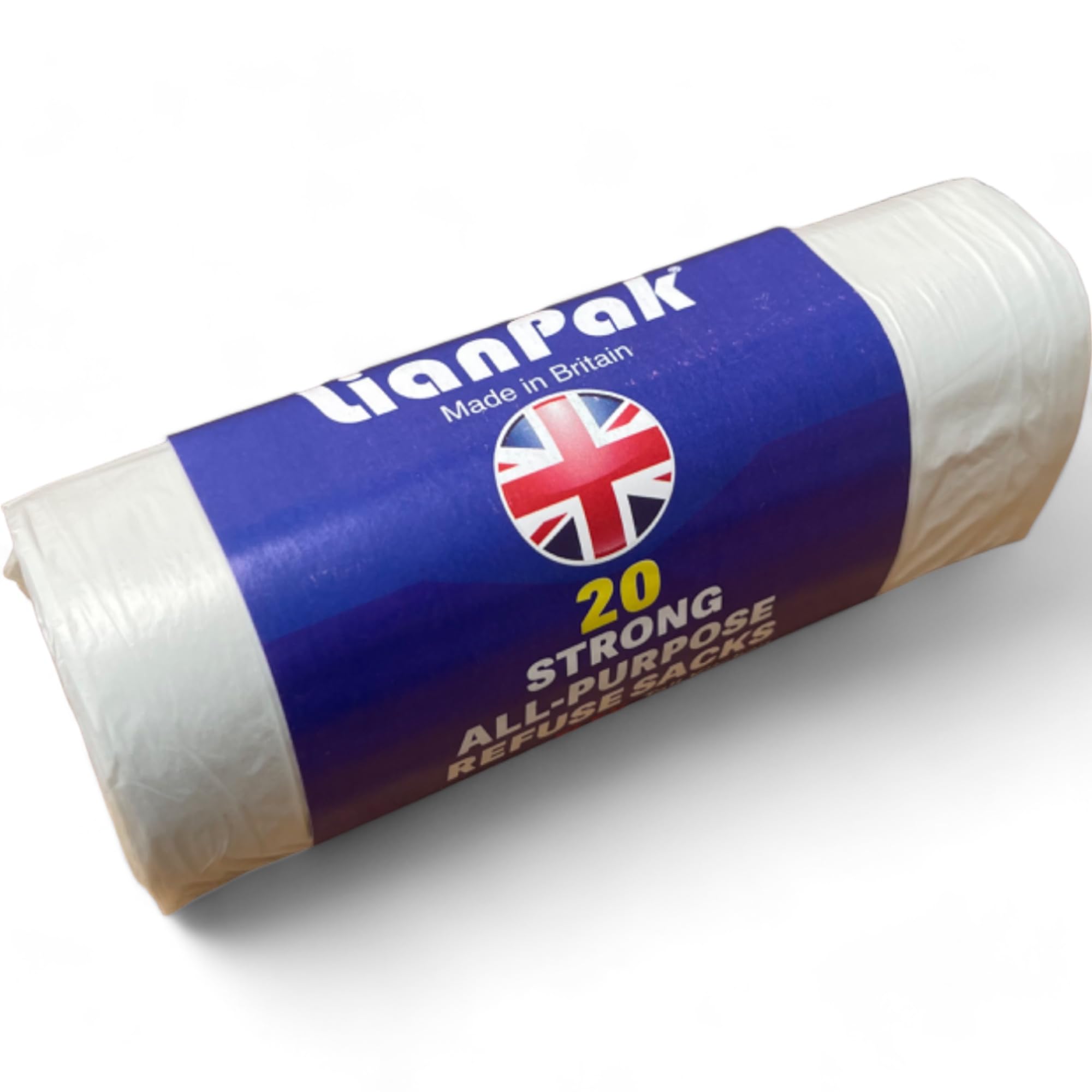 White 35L, Strong, Secure, Tie Top, Pedal Bin Liners, Bin Bags, Refuse Sacks, Recycled, Tear Resistant, Perfect for Everyday, Household, Office, Kitchen, Caterers, 20 Bags/Roll (Pack of 200)