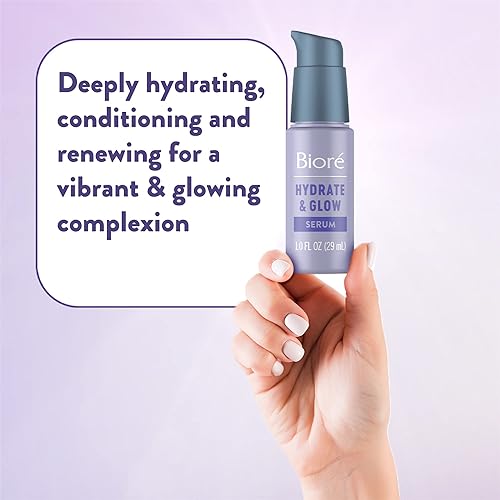 Miniatura 3 de Biore Hydrate & Glow - Suero facial para piel seca y sensible con ácido hialurónico, agua de coco y prebióticos, suero facial probado por
