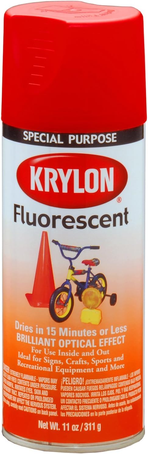 Krylon 3101-6 PK (K03101007-6 PK) Red-Orange Fluorescent Paint - 11 oz. Aerosol, (Case of 6)