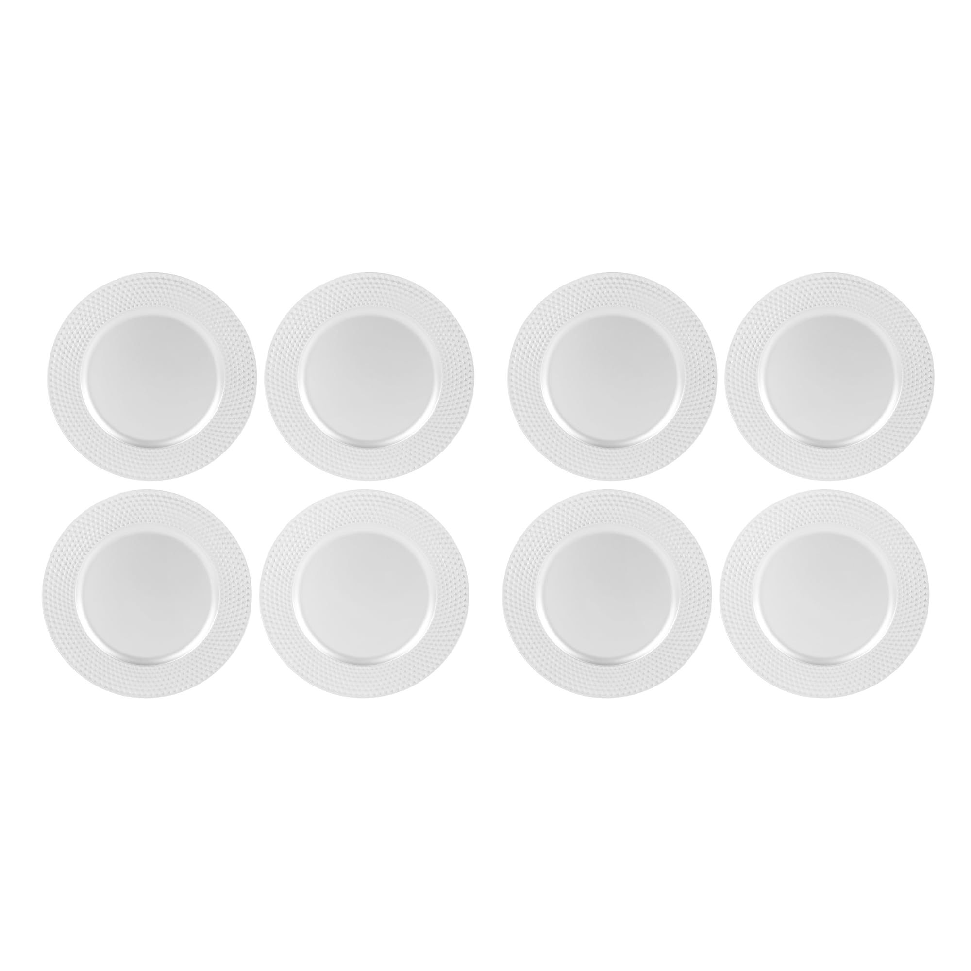 Daniel James Metallic Charger Plates - 33cm Round Reusable Dining Table Setting Plates for Christmas Party, Celebration, Weddings & Table Décor Placemat - Pack of 4, 8 or 12 (8, White (Diamond))