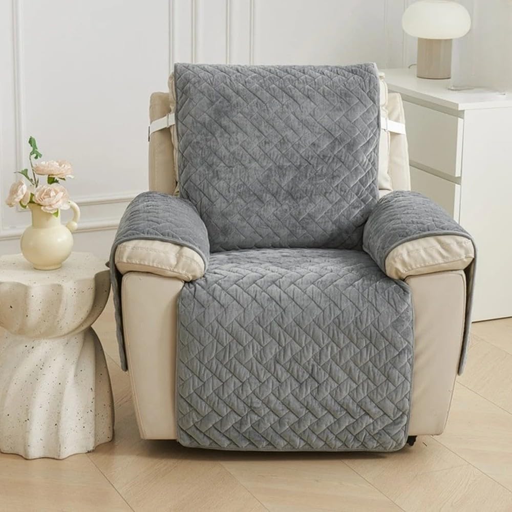 Single Seater Quilted Recliner Sofa Cover Cat-Proof Thick Plush Slipcover No Pocket Design Universal for Cozy Home Protection,A2,L 170x185 cm