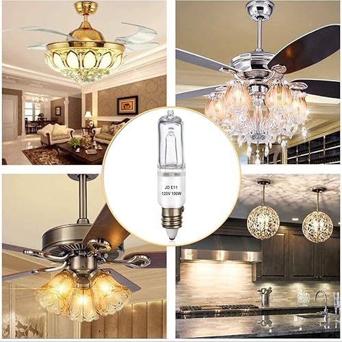 Miniatura 7 de Paquete de 4 bombillas JDE11, bombillas halógenas de 120 V 100 W, bombilla T4 Mini Base JD E11, regulable 2700 K blanco cálido (bombilla LED E11 de