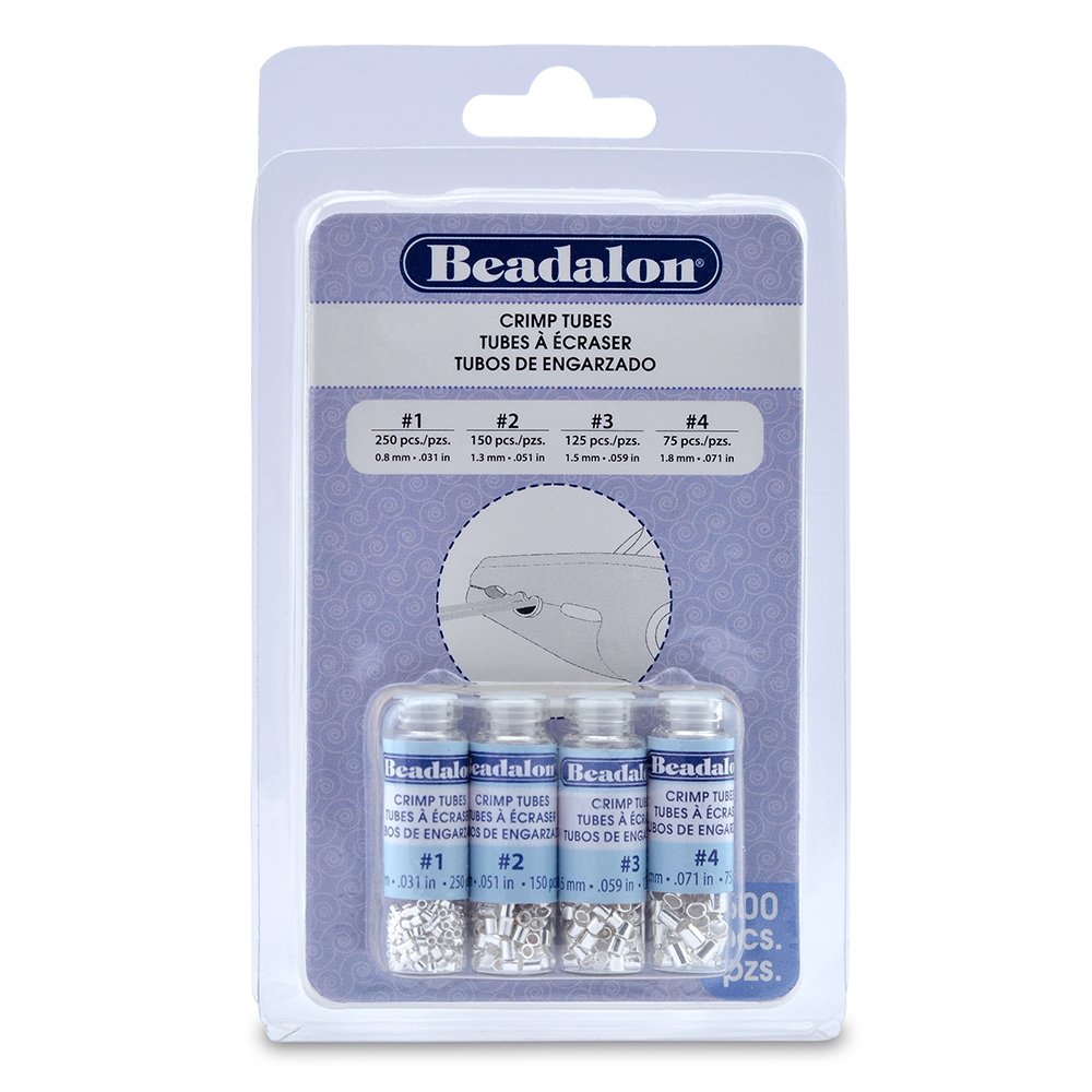 Beadalon Crimp Tube Variety Pack #1-4 Silver, Plated, 600-Piece