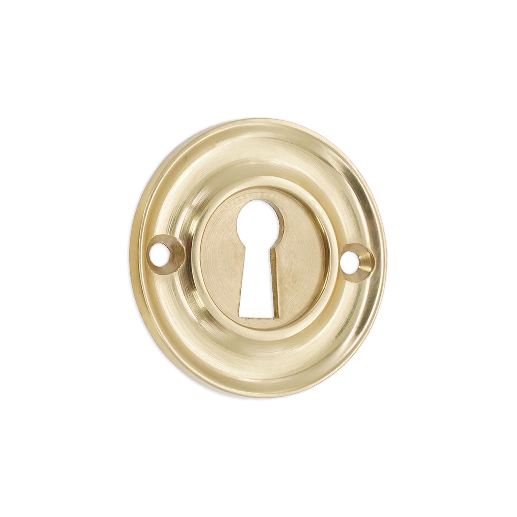 Infinity Decor Solid Brass Vintage Style Slimline Standard Escutcheon Door Lock Keyhole Cover for Front Doors 42mm (Polished Brass)
