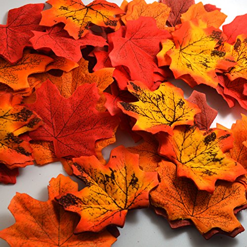 euhuton 200 Hojas de Arce, Hojas de Arce Otoño Artificiales Multicolor Decoración para Boda Fiesta (4 Colores)